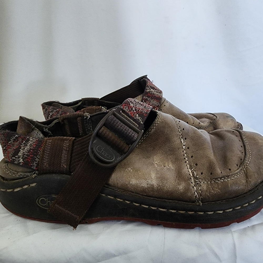 Chaco Pedshed Mens 7.5 Brown Leather Slip On Shoes Vibram Sole